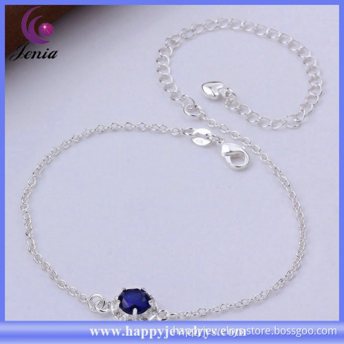 Blue zircon 925 silver plated fashion design cheap jewelry anklet(CA038-C)